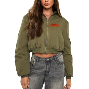 <b>Top</b> Trendy 100% polyester women's cropped varsity jacket oversized warm comfortable streetwear hip hop ladies Varsity <b>Coat</b> - Product Image 1