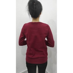 Blusa de Manga Larga para Mujer con Cuello Cruzado y Detalle de Puño en las Mangas y el Dobladillo, 31211 - Borgoña - Product Image 6