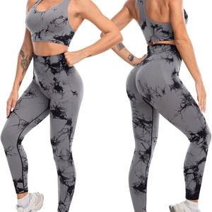 2025 verano Etiqueta Privada logotipo personalizado impresión conjuntos de Yoga sin costuras Fitness mujer ropa gimnasio conjunto de Yoga producto al por mayor - Product Image 1