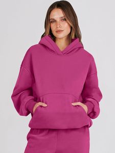 Chándal de lana tecnológica de algodón de alta calidad para mujer, chándal liso de gran tamaño de dos piezas para mujer, chándales de lana al por mayor para mujer - Product Image 6