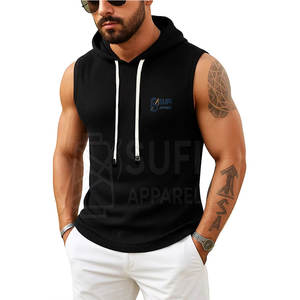 New Style <b>Men's</b> <b>Sleeveless</b> <b>Hoodies</b> Winter Workout Casual Solid Color 100% Cotton Breathable Eco-Friendly Fleece in Best Price - Product Image 4