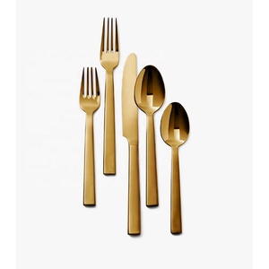 Stainless Steel <b>Gold</b> <b>Mirror</b> Polished Hammered Design Handle Stainless Steel <b>Gold</b> Polished Knives and Spoon Fork Cutlery Set - Product Image 5