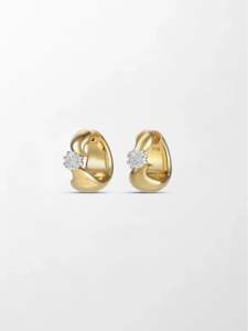 Boucles d'oreilles solitaires rondes en diamant de 1,11 carat G VS1, diamant de laboratoire en or jaune 14 carats, deux pierres, style statement. - Product Image 3