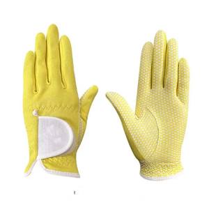 Guantes de golf amarillos personalizables Palma suave hombres cuero personalizado hombres conjunto Unisex logotipo personalizado estilo manos piel de oveja - Product Image 5