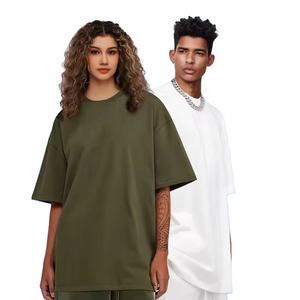 T-shirt à manches courtes en pur coton respirant, double fil, couleur terre, lourd, pour hommes et femmes, marque de mode de rue américaine, ample - Product Image 4