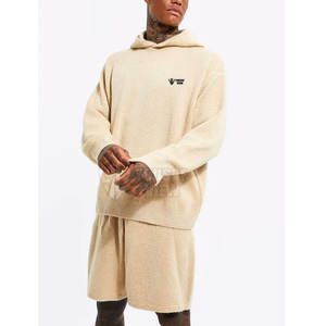 Best Selling Custom Logo <b>Men's</b> <b>Hoodie</b> <b>Shorts</b> <b>Sets</b> Plus Size Two Piece Casual Solid Printed <b>Hoodie</b> <b>Shorts</b> for Adults for Summer - Product Image 1