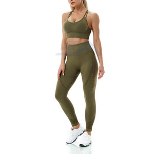 Conjunto de Yoga de 2 Piezas para Mujer, de Alta Calidad, Sin Costuras, Transpirable, Ecológico, de Spandex/Poliéster, Ropa Deportiva para Gimnasio - Product Image 5