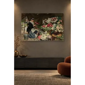 Fida Gilbert, la demoiselle d'honneur, fait un bouquet au marché, impression sur toile - Product Image 2