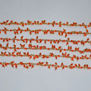 Red Hydro crystal Glass beads <b>Cluster</b> rosary chain, gold plated brass wire wrapped <b>Cluster</b> Chain, jewelry making chain - Product Image 2