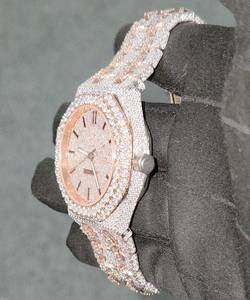 Montre de luxe automatique à mouvement mécanique ETA avec diamant Moissanite taille brillant D VVS, verre, aiguilles, date, 41 mm, style Hip Hop - Product Image 3
