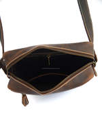 Tas Selempang Kulit Asli Korea Vintage Kustom dengan Hiasan Huruf, Resleting, Unisex, untuk Perjalanan, Sekolah, dan Portabel
