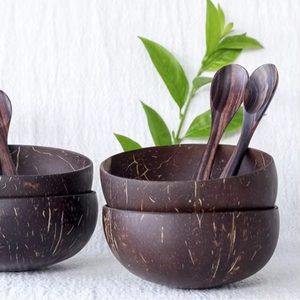 Plat de coquille de noix de coco naturel durable-Bol de noix de coco naturelle | Accessoires de cuisine réutilisables écologiques - Product Image 1