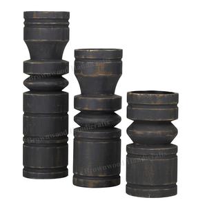 ชุดเชิงเทียนโบราณสีเทาเข้มมี3ดีไซน์ที่เป็นเอกลักษณ์เชิงเทียนไม้มะม่วงคุณภาพสูงขายส่งจากผู้ผลิตอินเดีย - Product Image 1