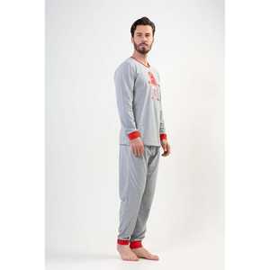 Ensemble de pyjama pour homme à manches longues et col rond avec poches, vêtements de nuit à revers - Product Image 2