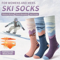 Nouveau Design laine équipage chaussettes athlétiques pour hommes Polyester broderie No Show auto-chauffant thermique adapté à la randonnée Trekking 2025