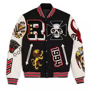 Chaqueta universitaria de manga de cuero para hombre, chaquetas con letras de béisbol universitarias personalizadas, chaquetas Bomber deportivas OEM ODM, proveedor de fábrica - Product Image 3