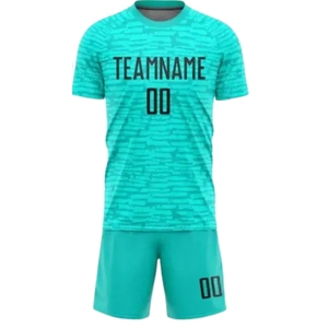 Conjunto de Camiseta de Fútbol Unisex Personalizada por Sublimación, 100% Poliéster Transpirable y Ecológico, Manga Corta, Cuello Redondo, Nombre del Equipo Personalizado - Product Image 2