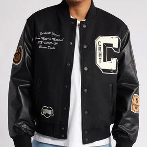 Veste d'hiver unisexe avec poches Streetwear personnalisé en gros pour hommes col montant veste de basket-ball avec logo à l'avant - Product Image 3