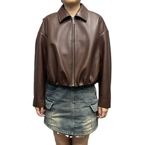 Veste bomber en cuir pour femmes, sur mesure, de haute qualité, avec poche, courte, en cuir véritable de mouton - Product Image 1