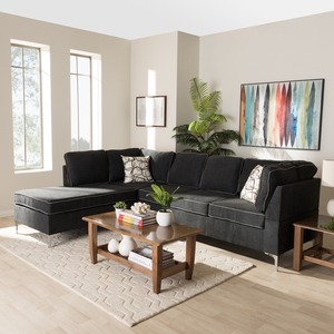 SFL68015 L-Shaped Corner <b>Sofa</b> Upholstered Home Furniture for Living Rooms & Apartments Fabric with Chenille <b>Cover</b> Sponge Filling - Product Image 3