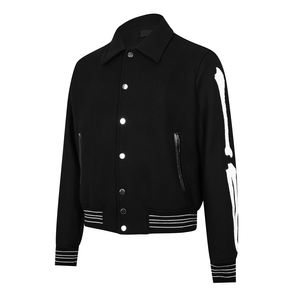 Vente entière personnalisée de haute qualité 100% polyester plaine blanc col montant veste universitaire pour hommes à manches longues veste personnalisée - Product Image 2