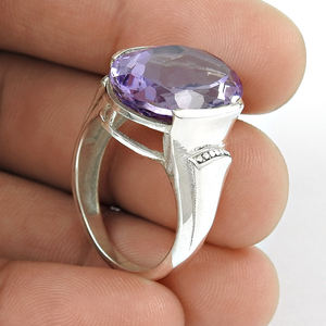 แหวนพลอยควอตซ์สโมคกี้ธรรมชาติทรงรีทำจากเงินแท้925ผู้หญิงเครื่องประดับโบฮีเมียนทำด้วยมือ - Product Image 3