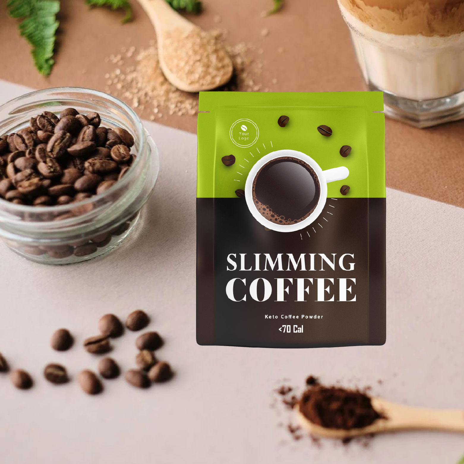 I pacchetti di caffè istantaneo sottili aumentano la dieta e il metabolismo B vitamine Skinny Coffee 100% Arabica Coffee