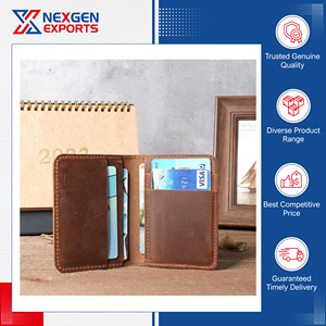 Nexgen Exports - Tarjetero Portátil de Cuero Genuino Vintage - Distribuidor de Marca, Proveedor y Exportador Indio Confiable - Product Image 4