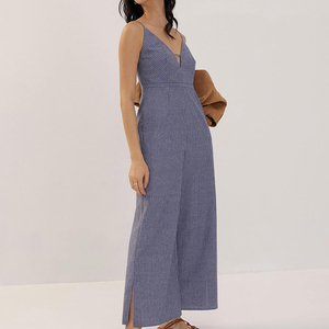 <span class=keywords><strong>Tuta</strong></span> lunga moda <span class=keywords><strong>donna</strong></span> con stampa elegante Rayon in <span class=keywords><strong>lino</strong></span> con scollo a V - Product Image 2