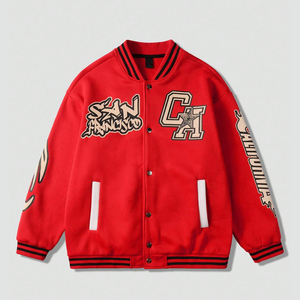 Chaqueta universitaria de cuero de lana cálida para hombre, bombardero de estilo universitario con logotipo personalizado, ropa de abrigo, servicio OEM ODM directo de fábrica - Product Image 1