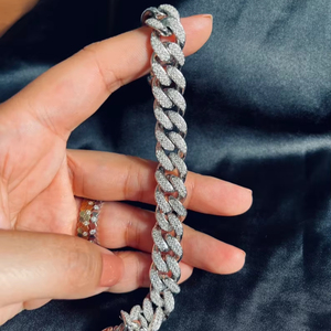 สร้อยเงิน925ทึบแบบคิวบาเชื่อมโยงกับเพชรโมอิสฮิปฮอปสำหรับเครื่องประดับแฟชั่นของผู้ชาย - Product Image 1