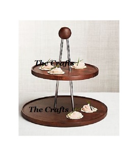 Latest Design Wooden And Iron <b>Cake</b> Stand Tableware Wedding Party Wooden <b>Cake</b> <b>Server</b> Stand For Wholesale - Product Image 2