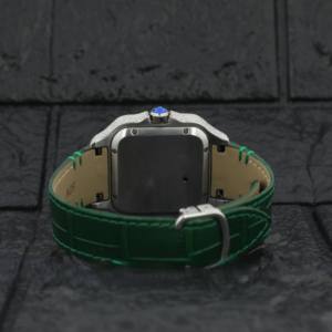 Demi Iced Out Luxueux Moissanite Diamant Clouté Montre Bracelet En Cuir Vert Roamn Chiffre Cadran Date Fonction pour Hommes et Femmes - Product Image 4