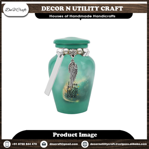 Blue Metal Cremation <b>Urn</b> with Tree Design for Adult Ashes Storage - Product Image 6