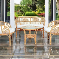 Bahamas # Ensemble de salon modulaire en rotin 23 pièces, fauteuil, canapé, table basse en verre, confortable et élégant pour salon, bureau à domicile, chambre à coucher