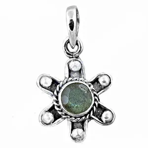 Bijoux en argent 925 avec pendentif en labradorite en forme de fleur pour femmes, pendentifs en émeraude taillée à la main, matériau en or rose - Product Image 3