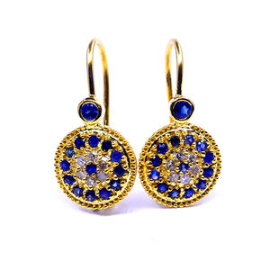 ชุดหมั้นประดับพลอยแซฟไฟร์สีทอง14K แบบดั้งเดิมชุดสตรีประดับเพชรหรูหรา - Product Image 2