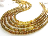 Perle de pierre de tourmaline brun pétrole facettée, multicolore, forme de bouton de roue, 13 pouces, 4-5 mm, trou de 0,35 mm, tierce main