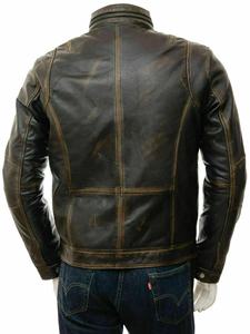 Veste de motard en cuir vieilli de haute qualité pour hommes, style rétro, café racer, moto, cuir de vache, fermeture éclair, vêtements de rue, vestes élégantes - Product Image 4