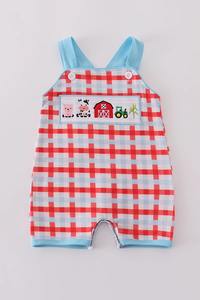 Cómodo elegante Jonjon Romper Baby Blue Farm bordado Smocked traje de algodón de una pieza para uso diario vestidos de bebé - Product Image 2