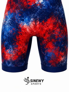 SINEWY SPORTS Singlet de lutte personnalisé pour homme, sublimation, ajusté, extensible, imprimé rouge et bleu, évacuation de l'humidité, respirant, séchage rapide - Product Image 5