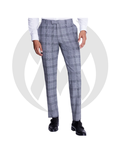 Traje de hombre a cuadros gris claro con solapa de muesca de doble botón informal de negocios de 3 piezas, traje de hombre Premium de Pakistán - Product Image 5