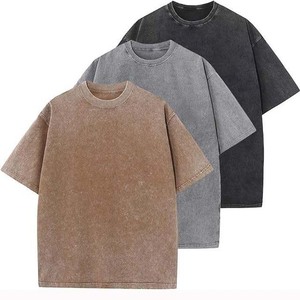 Camisetas de Hip Hop Vintage 220g Drop Shoulder High Street Camiseta lavada con ácido para hombres Venta al por mayor Camisetas de peso pesado personalizadas - Product Image 4