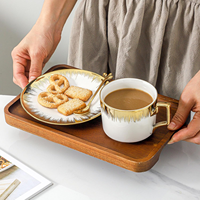 Juego de Tazas y Platos de Café de Porcelana Cerámica Estilo Occidental Clásico de Lujo, Ecológico, con Logotipo y Color Personalizados, Bajo MOQ
