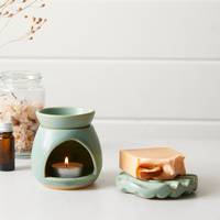 Diffuseur d'huiles essentielles et chauffe-bougie électrique/non électrique en céramique écologique fait main pour l'aromathérapie