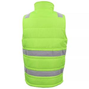 Hi Vis Puffer Workwear Vest Zip Up w Bande Réfléchissante Quilted Puffer Veste Traditionnelle - Product Image 3