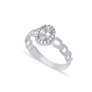 Design gastronomique 925 bijoux en argent Sterling fait à la main forme ovale clair Zircon pierre cluster anneau pour les mariages fêtes turc - Product Image 5