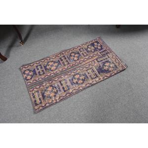 Alfombra de 1.5x3 pies, Alfombra Turca Vintage, Alfombra de Lana Azul - Product Image 3