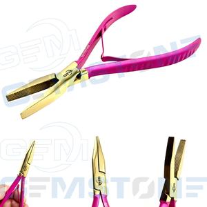 Pince à extensions de cheveux en acier inoxydable durable et réutilisable de 7 pouces, dorée et rose, surface plane, pince de scellement, extensions de ruban, logo personnalisé - Product Image 3