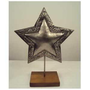 Décor de table étoile en verre vintage de couleur rose avec support en métal pour décoration de table de maison de noël - Product Image 4